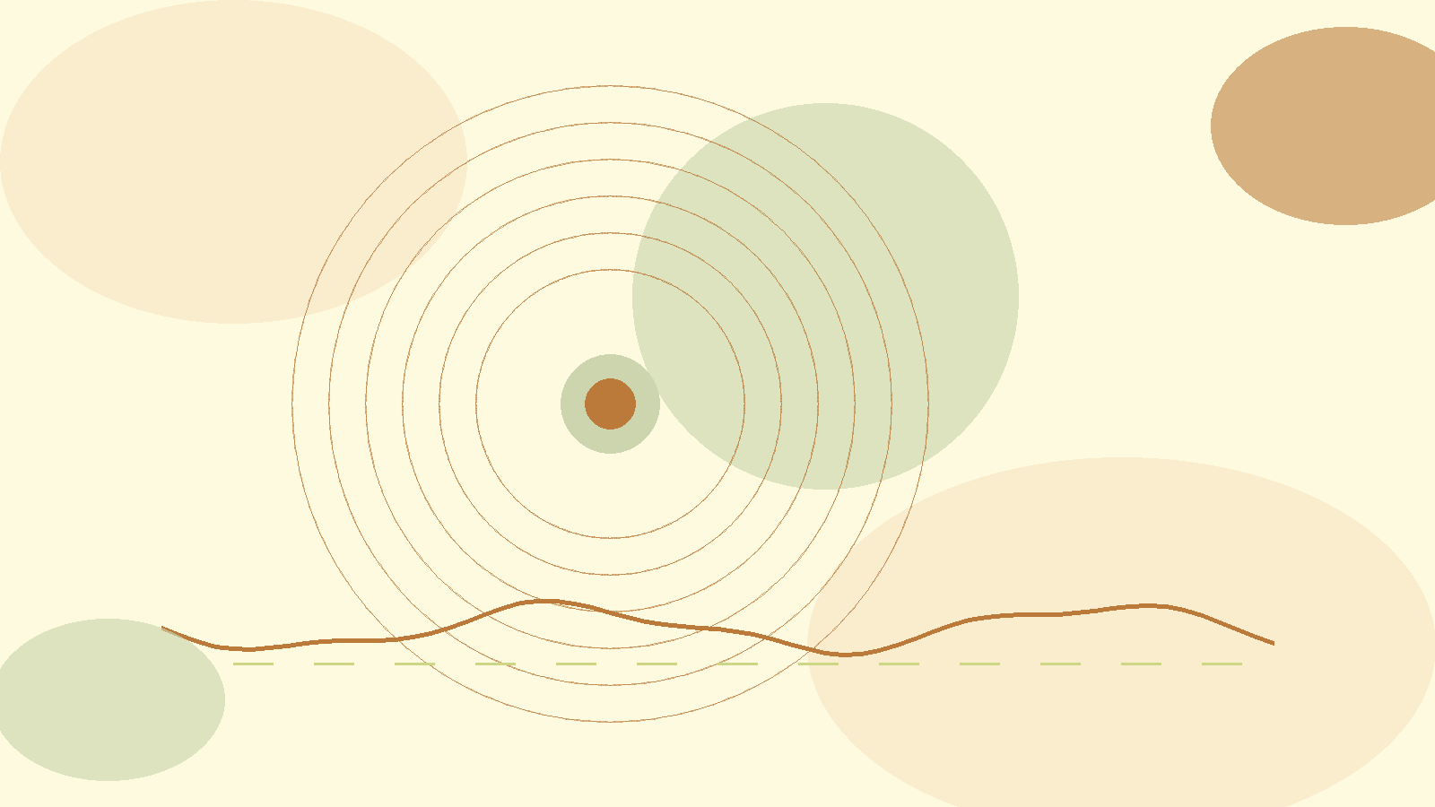 Abstract warm layered circles and breathing rhythm lines for an article about coping and feeling okay