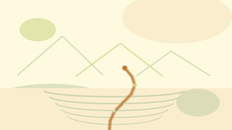 Abstract warm path, lake, and mountain shapes for life in Switzerland