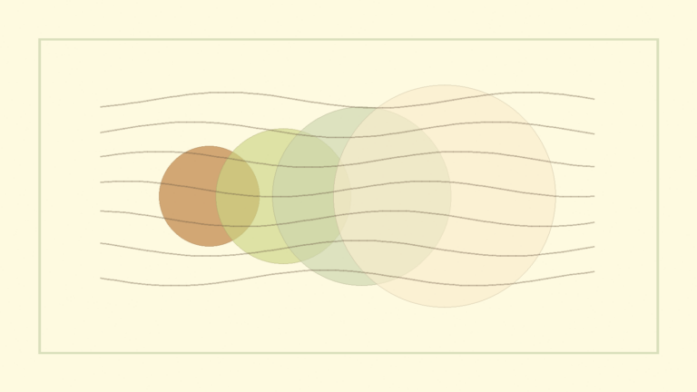 Abstract warm layered circles suggesting breathing rhythm for stress support.