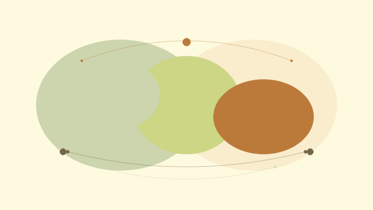 Two overlapping abstract forms connected by gentle curves, representing different meanings of closeness in a relationship