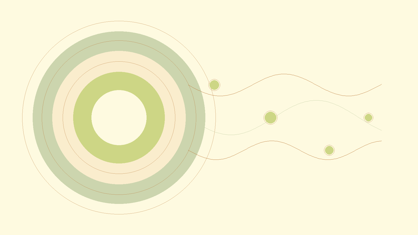 Warm abstract circles and rhythm lines representing decision fatigue from stress
