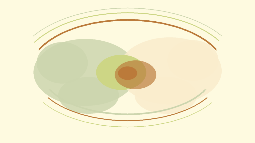 Two overlapping warm abstract forms and gentle communication arcs representing the start of a difficult conversation