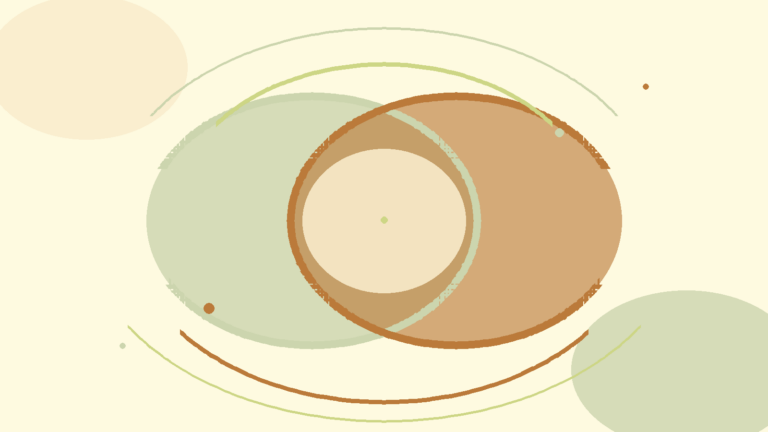 Abstract overlapping forms and gentle communication arcs representing emotional support in a relationship