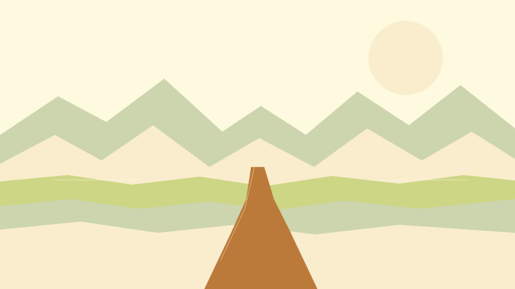 Abstract warm path between two mountain horizons representing connection across distance