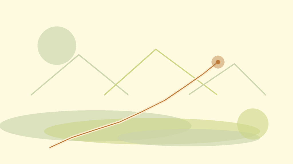 Abstract warm path, lake, and mountain shapes for a post about gratitude and emotional honesty in Switzerland
