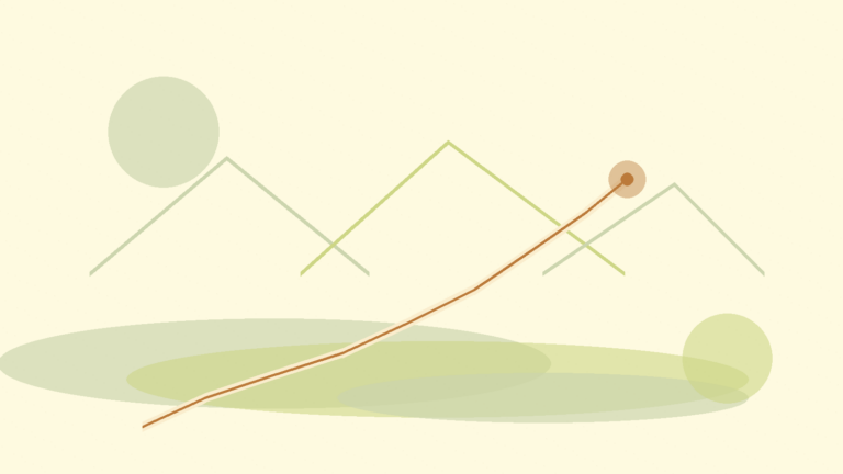 Abstract warm path, lake, and mountain shapes for a post about gratitude and emotional honesty in Switzerland