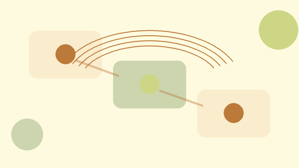 Abstract stepped path in warm ivory, cream, sage, olive, and copper