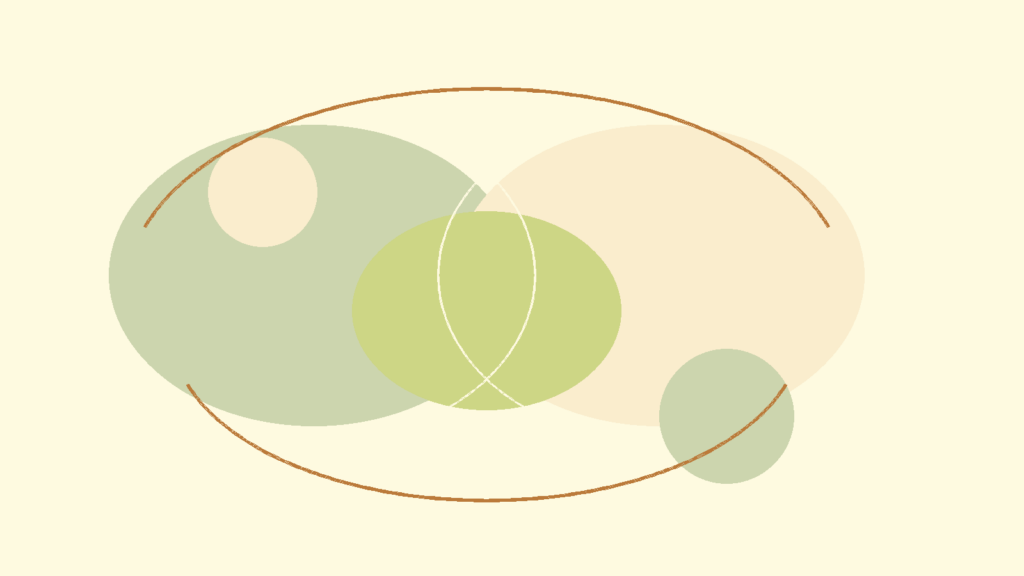 Overlapping warm abstract forms representing connection and communication in a relationship