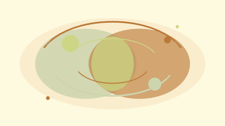 Overlapping warm abstract forms representing communication before stress becomes resentment