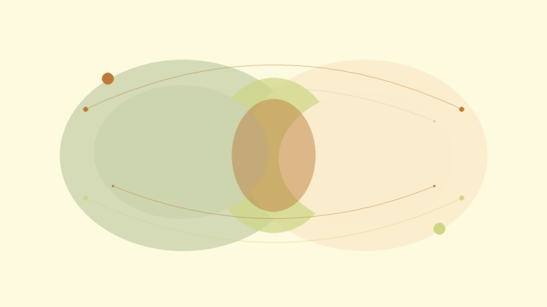 Abstract overlapping forms and communication arcs representing repeating relationship arguments