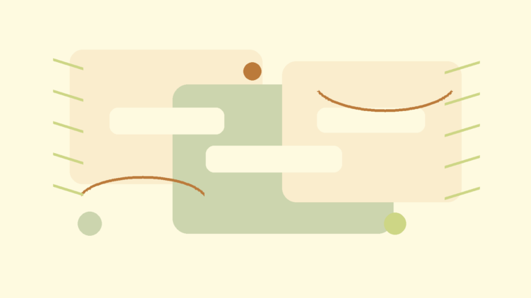 Abstract warm-toned structured cards representing workplace stress reflection and support