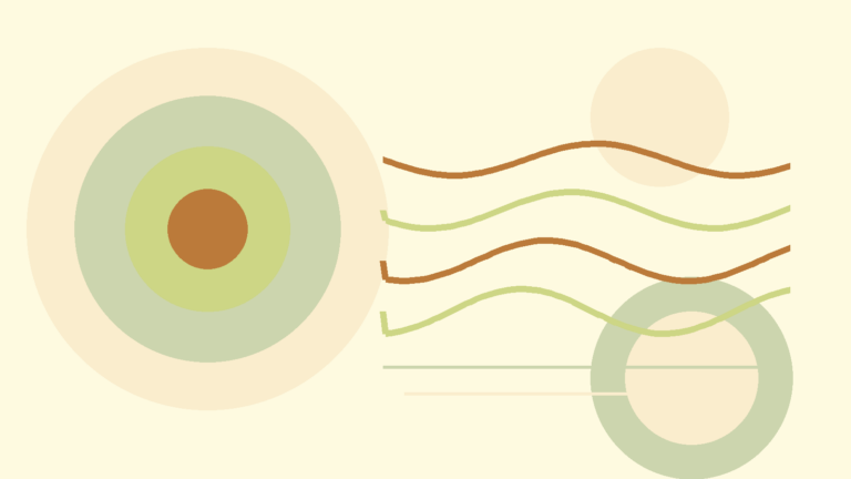 Abstract warm layered circles and gentle rhythm lines representing the transition from Sunday into the workweek