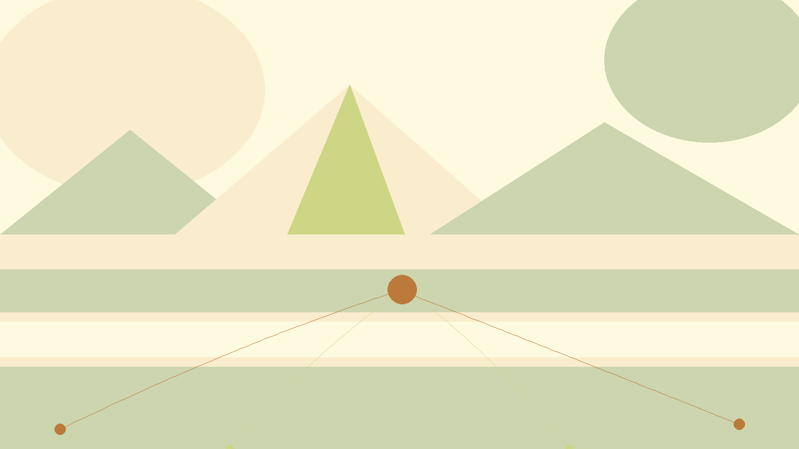 Abstract paths converging across a warm Swiss-inspired landscape, representing a varied support network