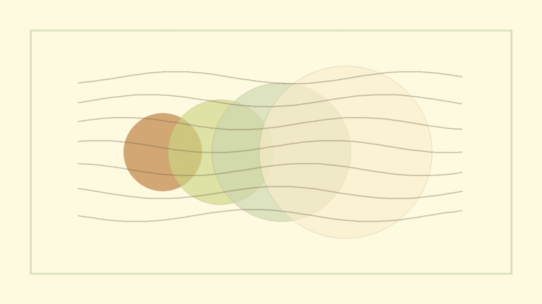Abstract warm layered circles suggesting breathing rhythm for stress support.