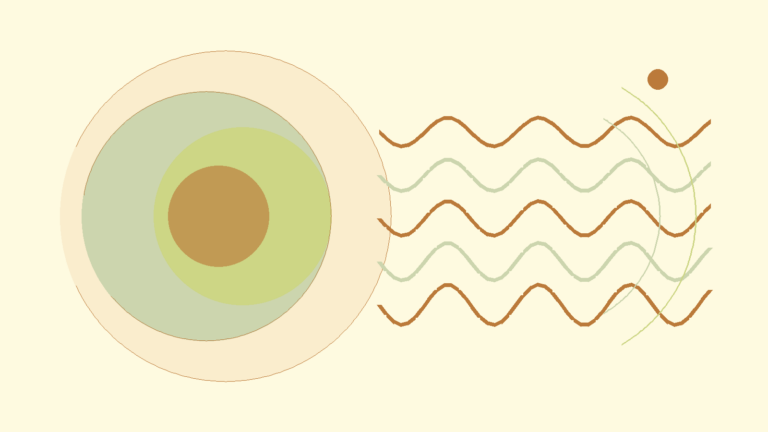 Warm layered circles and breathing rhythm lines representing sustainable boundaries at work