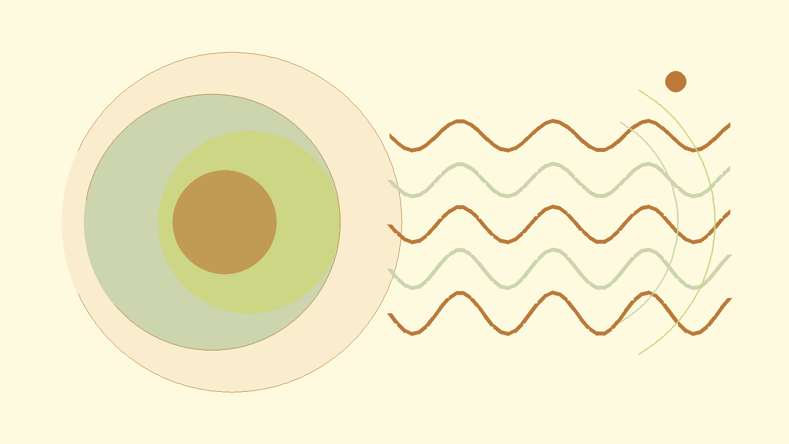 Warm layered circles and breathing rhythm lines representing sustainable boundaries at work
